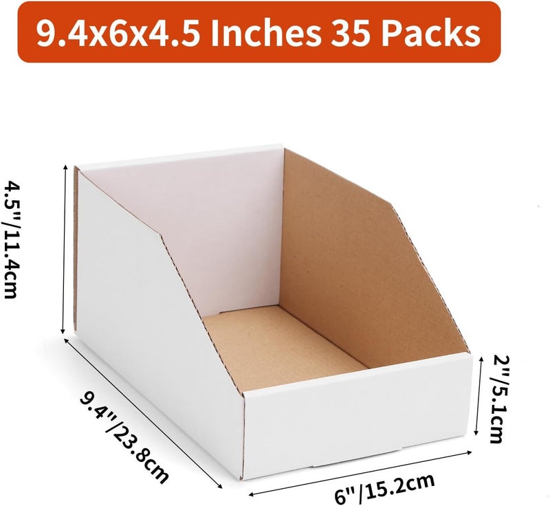 ZBEIVAN Cardboard Storage Bins Boxes 35 Packs 9.4x6x4.5 Inches, Easy Assembly Pantry Organizer Bins for Shelf, White - Image 2